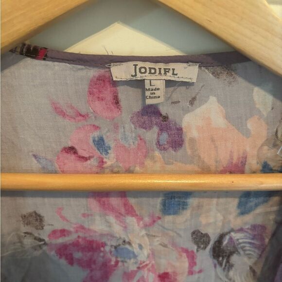Anthropologie JODIFL Floral Kimono Cardigan Purple and Multicolor Floral - Picture 4 of 5